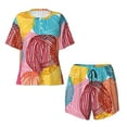 thumbnail image 4 of Picia Colorful Wool Balls Pajamas Sets for Women Soft Short-Sleeved Pjs with Lounge Shorts Two Piece Sleepwear-Small, 4 of 9