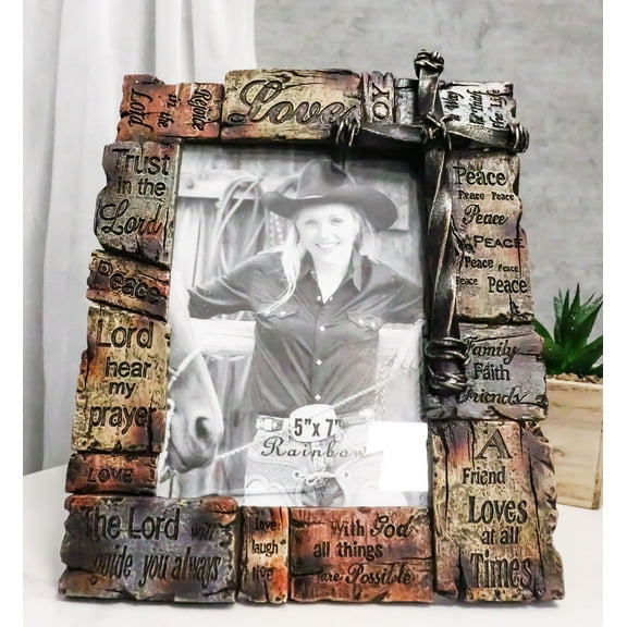 Rustic Christian Bible Scripture Faith Hope Love Grace 5"x7" Picture Photo Frame