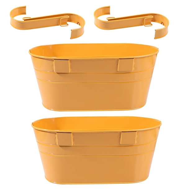 Flower Hanging Planter Pots Bucket Balcony Railing Pot Metal Plant