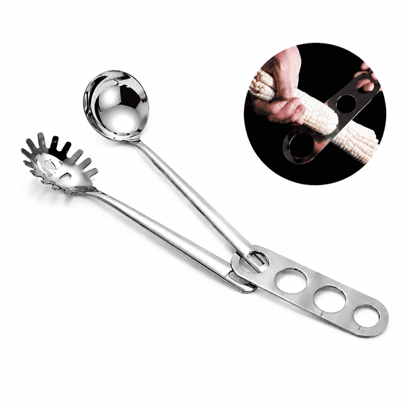 Kitchen Ladle Spoon and Spaghetti Spoon Set 3 pieces, Pasta Spoon Stainless Steel Kitchen Utensils for Cooking, Stirring, Serving Spaghetti, Soup, Sauce, Dishwasher Safe
