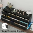 thumbnail image 3 of Smart Home 9-Drawer Floating Dresser w/ USB Outlets & LED Lights | Extra-Wide Storage Cabinet with Fast Charging Station | Bedroom & Living Room Organizer (Black), 3 of 6