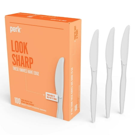 Perk Plastic Knife Heavy-Weight White PK56403 /3 pack 