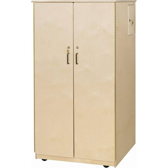 Wood Designs Mobile Storage Cabinet for Daycare and Classroom with Hidden Compartment for Valuables, Fully Assembled, 60" H x 31" L x 26" W (Pack of 2)