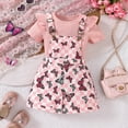 thumbnail image 2 of Afdoent Toddler Baby Girl Clothes Buterfly Print Knit Top & Overalls Set Casual Spring Summer Outfit For 2 7 Years Classic 2-3 Years, 2 of 7