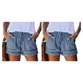 thumbnail image 2 of Sonducket Pantalones cortos de mezclilla con cordón de cintura alta suave para mujer pantalones cortos de mezclilla con bolsillo para Type4 NO4, 2 of 6