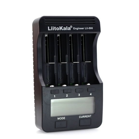 LiitoKala Lii-500 4 Slots Smart Intelligent Battery Charger Kit for 3.7V Li-ion & 1.2V Ni-MH Rechargeable Battery LCD Display
