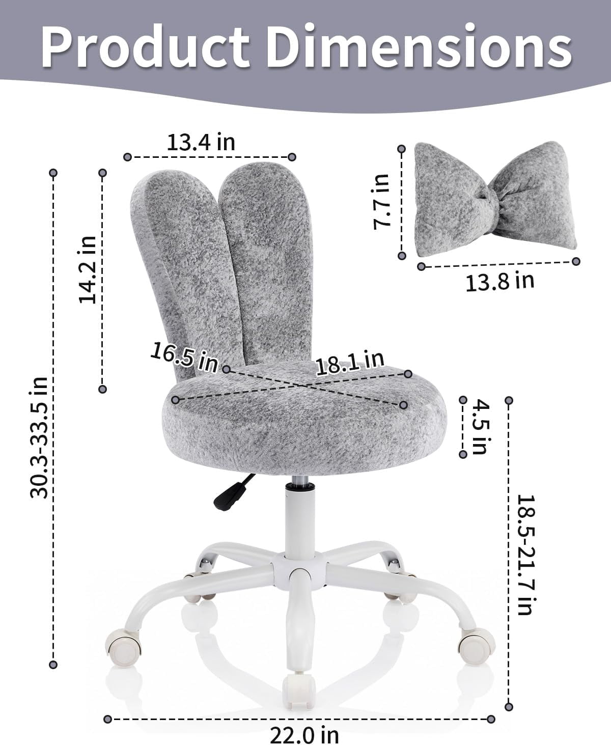 Ktaxon Plush Velvet Office Chair, Rabbit Ear Backrest Vanity Chair, Adjustable Swivel Reading Chair for Home Office Green