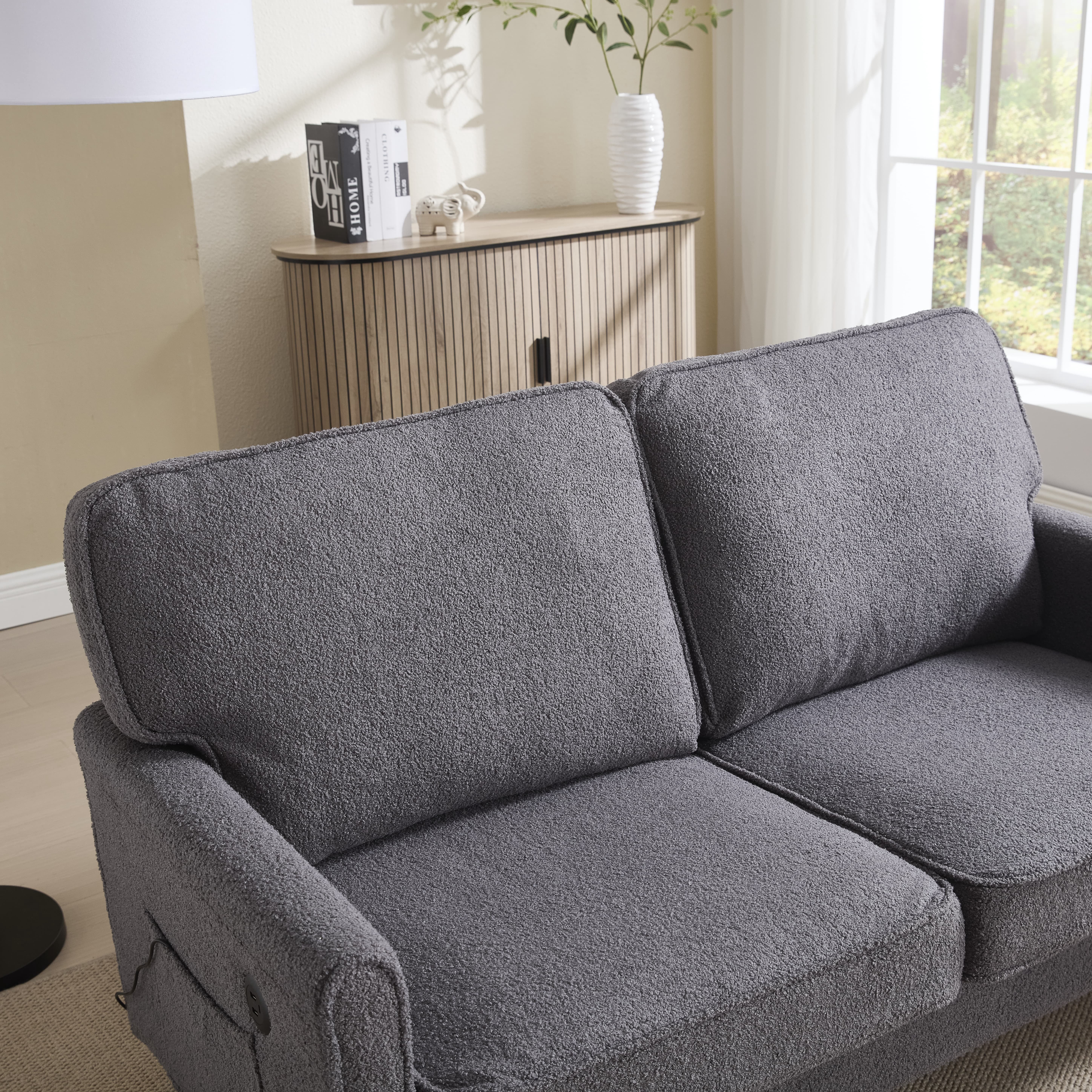 MAYEERTY Loveseat Sofa, Mid Century Modern Love Seat, 2 Seater Sofa Couches for Living Room, Small Couch with USB & Removable Pillow Cover, Comfy Couch for Bedroom, Apartment (Gray)