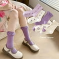 thumbnail image 2 of FAIWAD Girls 5 Pairs Cotton Socks Cute Pattern Embroidered Stretchy Socks Toddler Birthday Wedding Princess Socks, 2 of 3