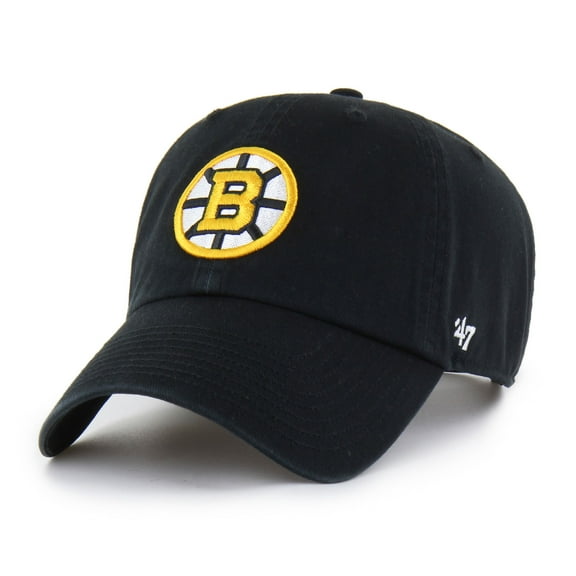 Men's '47  Black Boston Bruins Core Logo Clean Up Adjustable Hat