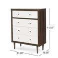 thumbnail image 3 of GDF Studio Farhart Mid Century Modern 4 Drawer Dresser, Walnut and White, 3 of 9