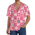 thumbnail image 7 of Lsque Pink Christmas Cheer print Men's Cuban Collar Short Sleeve Shirt Summer Beachwear Casual Button Down Fashionable Vacation Leisure Shirt-3X-Large, 7 of 7