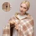 thumbnail image 5 of Multiway Plaid Poncho Shawl Wrap for Women Fleece Wearable Blanket Ultra Soft Sherpa Flannel Cape Checkered Fluffy Fleece Pajama Winter Warm Sleepwear, 5 of 7
