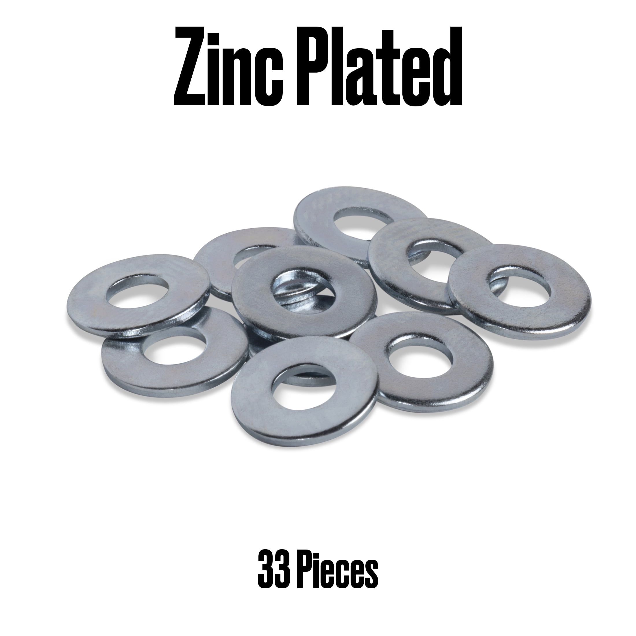 Hillman Flat Washers, #10, Steel, Zinc Finish, USS Washers, Silver, 33 pack