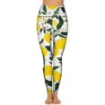 thumbnail image 2 of Lemons Leaves Flowers White Background Leggings Fitness Gym Yoga Pants High Waist Stretch Sports Tights Leggins, 2 of 6