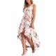 thumbnail image 4 of Vestido Maxi INSPIRE CHIC para mujer, casual, con escote en V, estampado floral, con cinturón, sin mangas, largo, M, blanco, 4 of 6