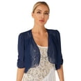 thumbnail image 2 of Miutii Women Shrugs Sheer Cardigan Casual Short Sleeve Open Front Cropped Bolero Summer Cardigans Navy Blue XXL, 2 of 7