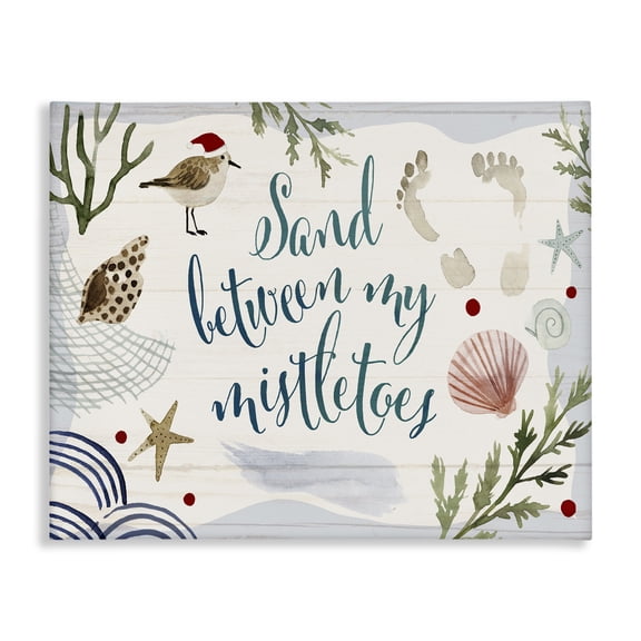 Stupell Industries Traditional Sand Between Mistletoes Nautical Christmas Canvas Art, 20 x 16, by Victoria Barnes