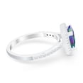 thumbnail image 2 of Halo Princess Cut Wedding Ring Rainbow CZ 925 Sterling Silver Size 8, 2 of 7
