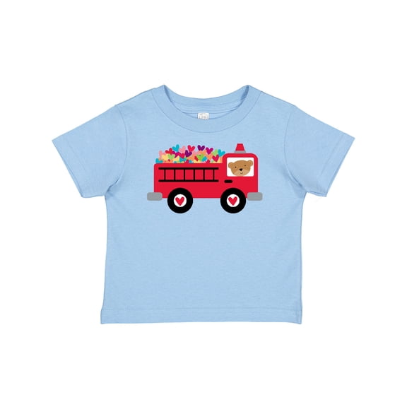 Inktastic Valentine Fire Truck Heart Bear Boys or Girls Baby T-Shirt