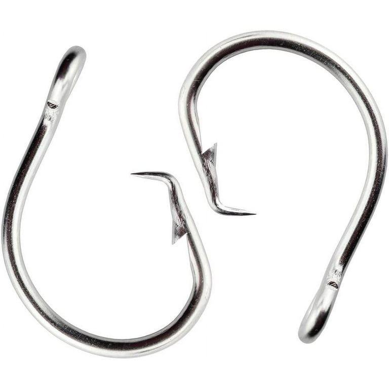 50Pcs Stainless Steel Circle Hook Short Shank Perfect in Line Extra Strong  for Saltwater Size 8/0 14/0 (12/0)