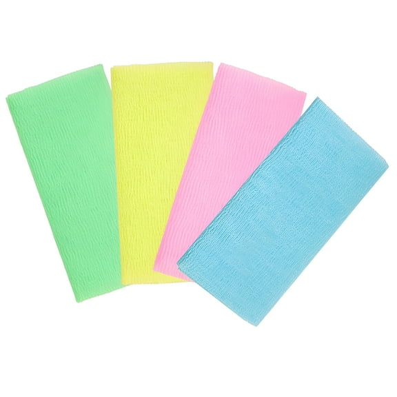 ACDANC 4Pcs Exfoliating African Net Sponge Washcloth Towel Japanese Nylon Bath 35Inch Skin Bath Wash Cloth Korean Back Scrubber Washer for Body Scrub Loofah Exfoliator Women Men