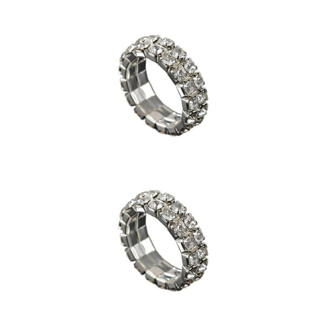 Minnieouse Anillo con incrustaciones de cristal Diamantes radiantes Ocasiones especiales Compromiso único Anillo de promesa de boda plata 2 filas plata 2 filas 2Conjunto