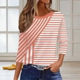 thumbnail image 4 of cocolona Womens Casual Striped Tops Crew Neck 3/4 Sleeve Pullover Shirts Outfits Basic Tees, 4 of 7