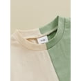 thumbnail image 6 of Biekopu Toddler Boys Summer Outfits Contrast Color Short Sleeve T-Shirts Tops and Elastic Waist Shorts 2Pcs Clothes Set, 6 of 9