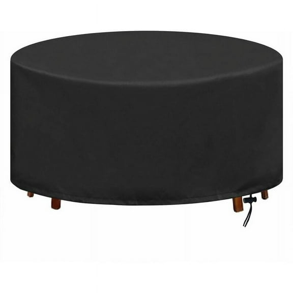 Heavy Duty 600D Oxford Fabric Cover, Outdoor Furniture Protector for Round Tables, Waterproof & Windproof, Storage Bag Included for Convenience