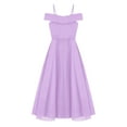 thumbnail image 4 of Eandarui Kids Girls Off Shoulder Junior Bridesmaid Dresses Chiffon A-Line Wedding Party Dress Formal Lavender 16, 4 of 5