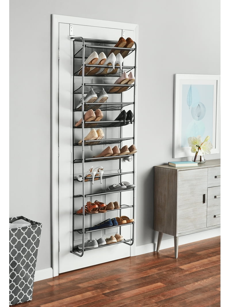 Mainstays 12-Tier Over-the-Door Shoe Organizer for 36 Pairs Metal