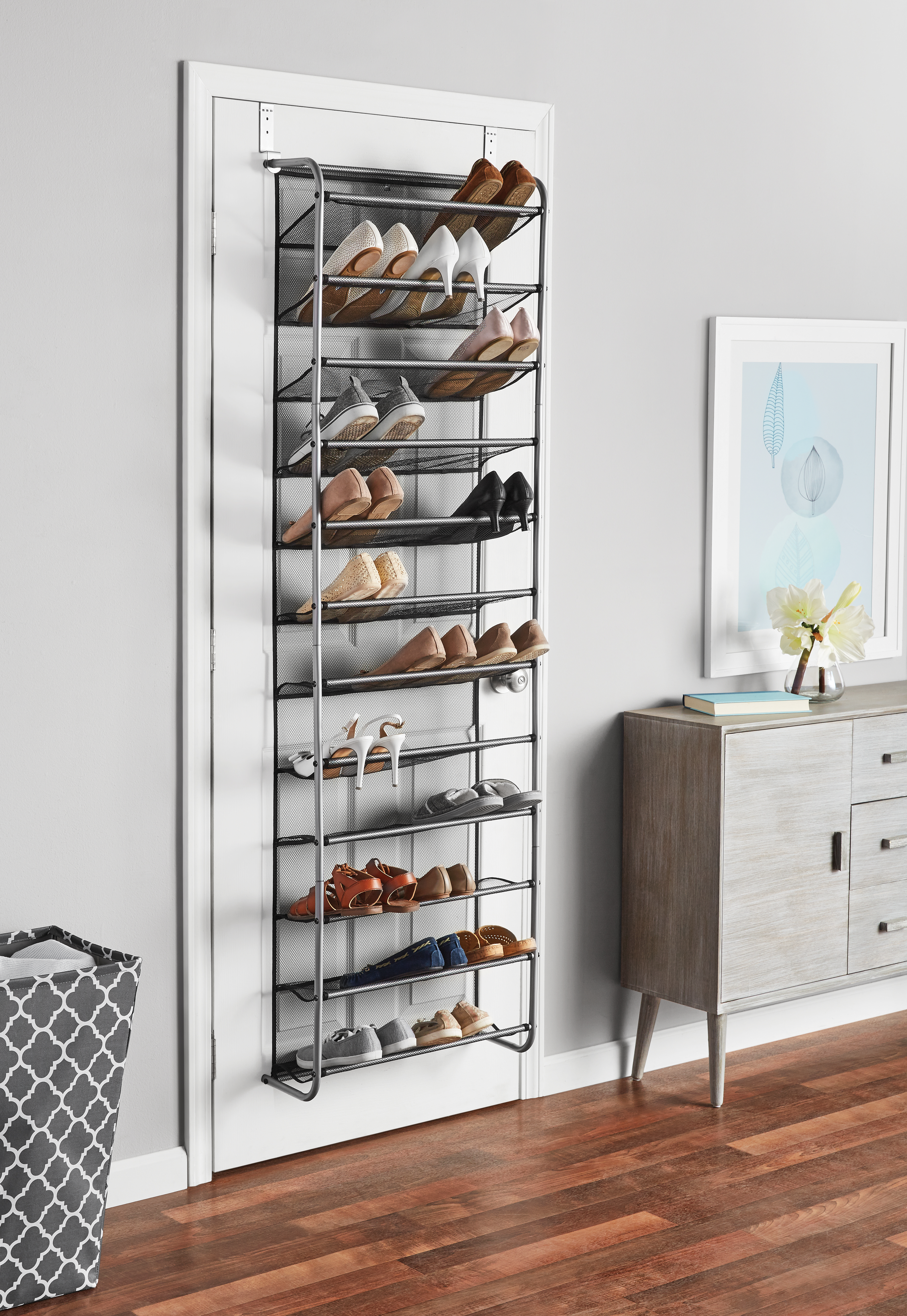 Mainstays Over-the-Door Shoe Rack, 12-Tier, Gray photo 2