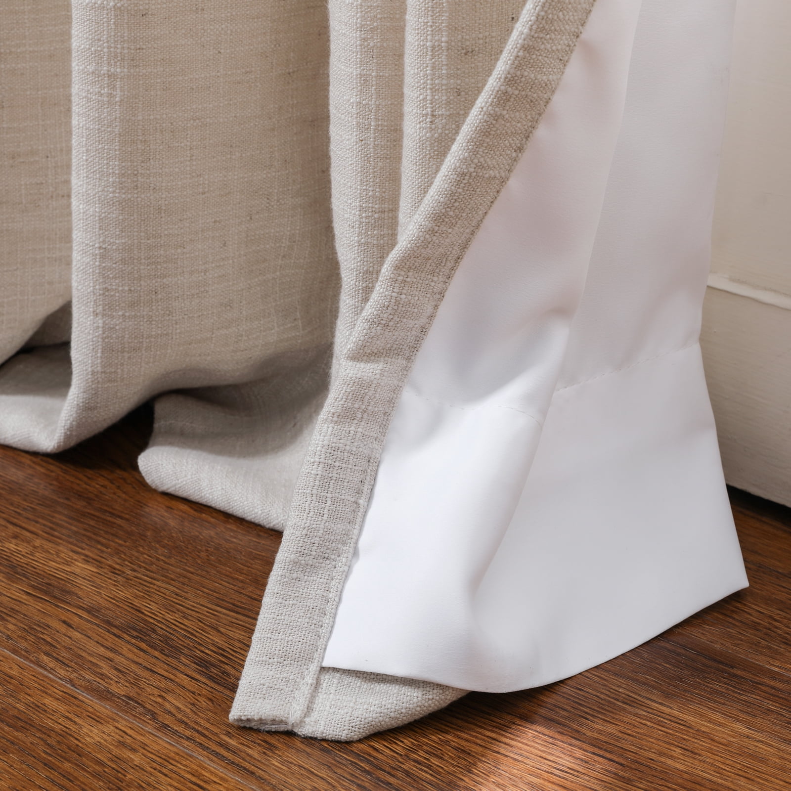 TWOPAGES 72 W X 96 L Inch Curtain Grommet Hanging Style Drape Room Darkening Linen Blend Textured Drapery for Kitchen, 1 Panel, Birch