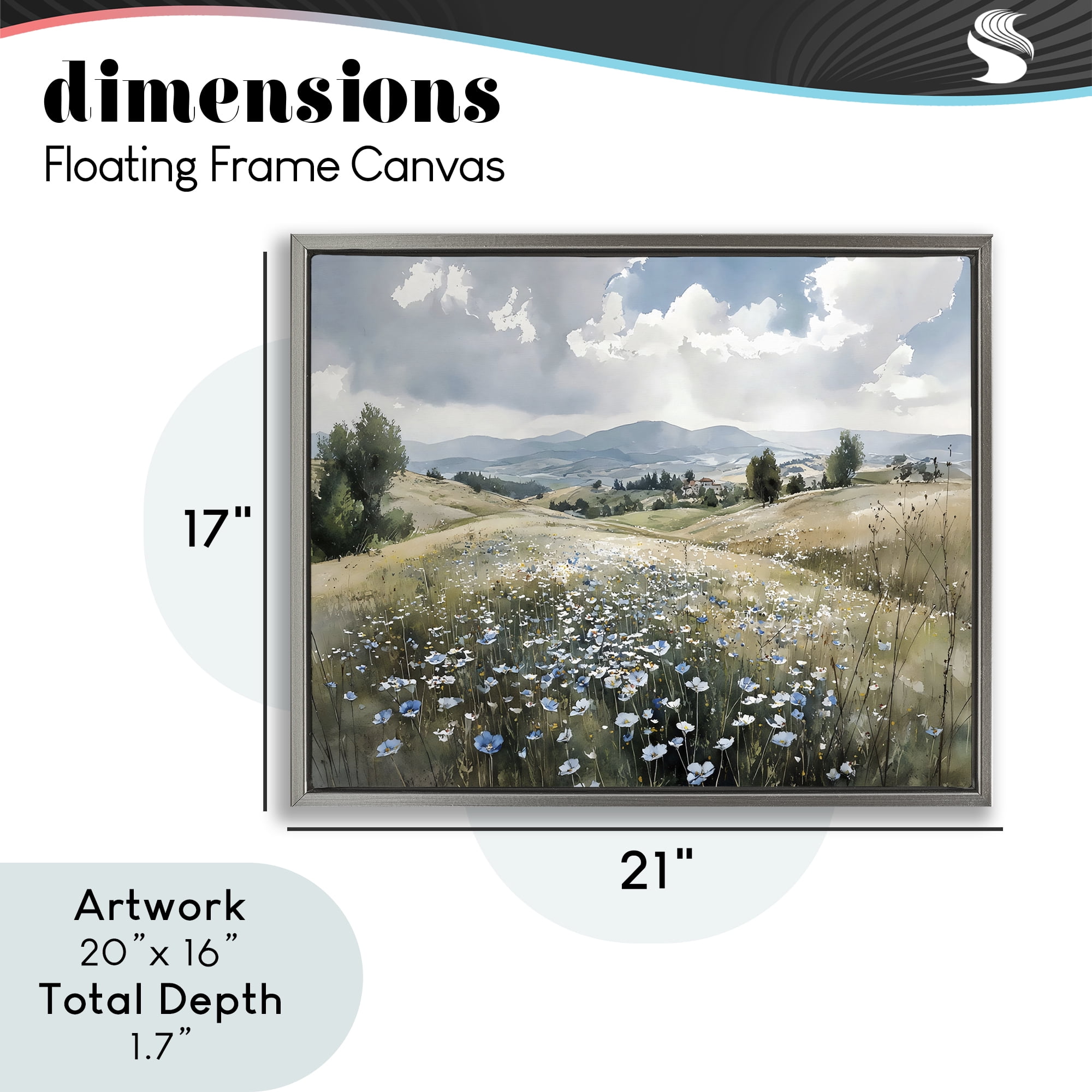 Stupell Industries Poppy Blues Across Meadow Gray Framed Floater Canvas Wall Art, design by Franklyn Gregory