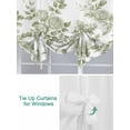 thumbnail image 3 of Sage Green Flower Tie Up Curtains for Windows 45 Inch Length Balloon Curtains Kitchen Adjustable Balloon Window Shade Vintage Country Rose Leaf Floral Tie Up Valance Bathroom Curtain Window 42"x45", 3 of 6