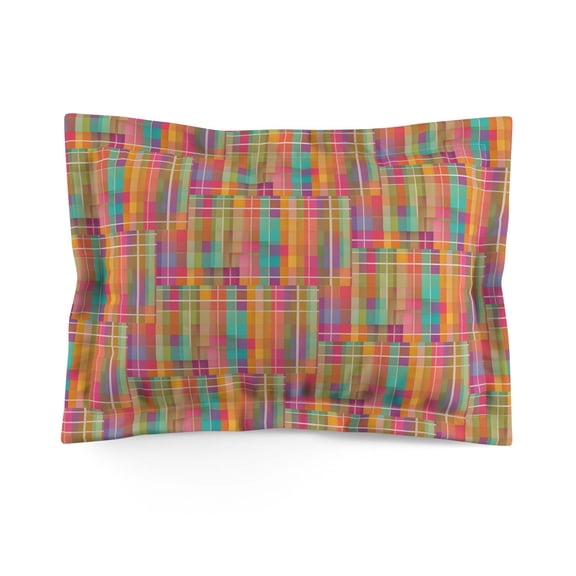 Vibrant Geometric Microfiber Pillow Sham - Colorful Bed Decor for Modern Bedrooms