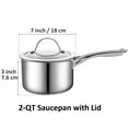 thumbnail image 3 of Cooks Standard Classic 2 Quart Stainless Steel Saucepan with Lid, 2qt Pot Mini Sauce Pan, Silver, 3 of 6