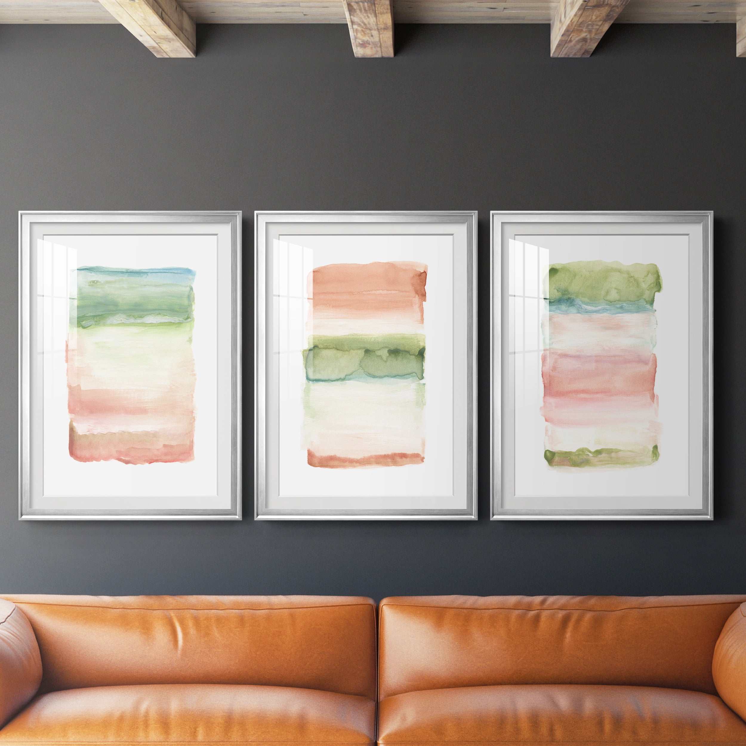 Skye I Premium Framed Prints Set of 3 - Ready to Hang - 26.5 x 36.5 Each - Silver Frame