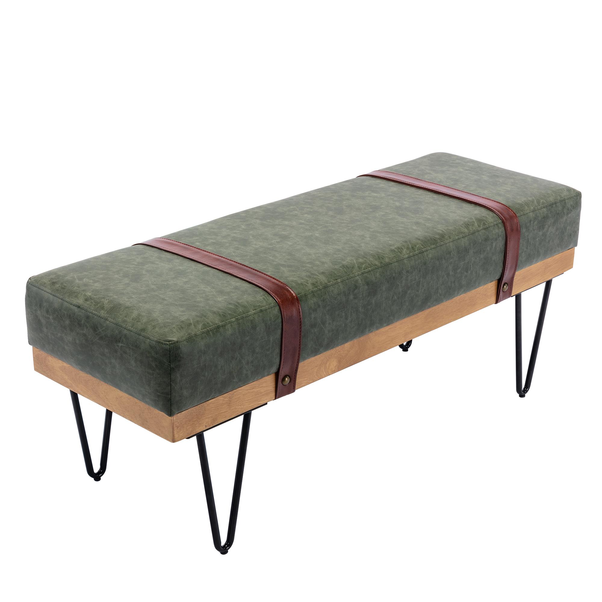 Bedside Ottoman with Metal Legs, Entryway Seating Ottoman, Living Room