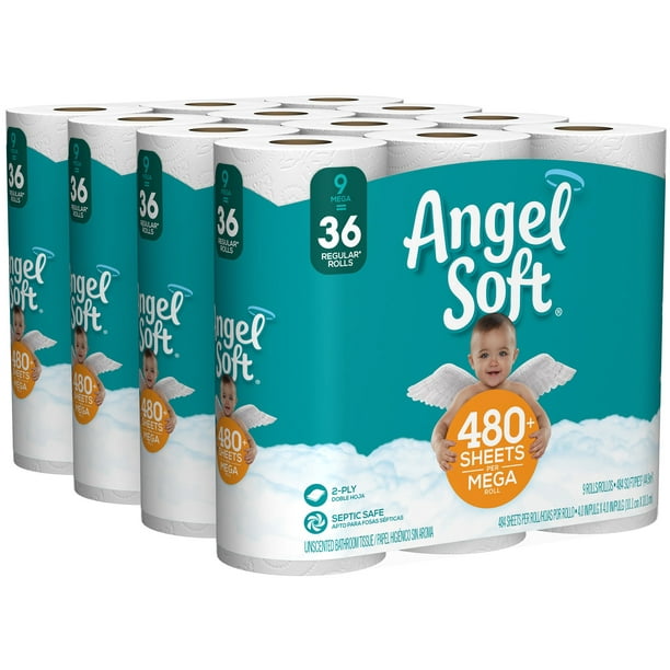 Angel Soft Toilet Paper, 36 Mega Rolls (=144 Regular Rolls!) Walmart