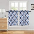 thumbnail image 1 of EastVita printed layered curtains, suitable for kitchen, Moroccan tile pattern short curtains, check cotton blend cafe curtains, bathroom kitchen curtain set, 1 of 6