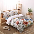 thumbnail image 3 of Spring Flowers Twin Size Comforter Set, Blue Red Yellow Floral Plant Soft Bedding for All Seasons, 4 Pcs Bed Set with 1 Comforter (68"x86") ,1Sheet(66"x116"), 2 Pillowcases (19"x29"), 3 of 7