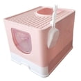 thumbnail image 1 of Hooded Cat Litter Box Fully Enclosed Cat Toilet with Door Durable Reusable Easy Pink, 1 of 9