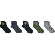 Timberland Boy's 5 Pack Half Cushioned Quarter Socks, Medium, Assorted