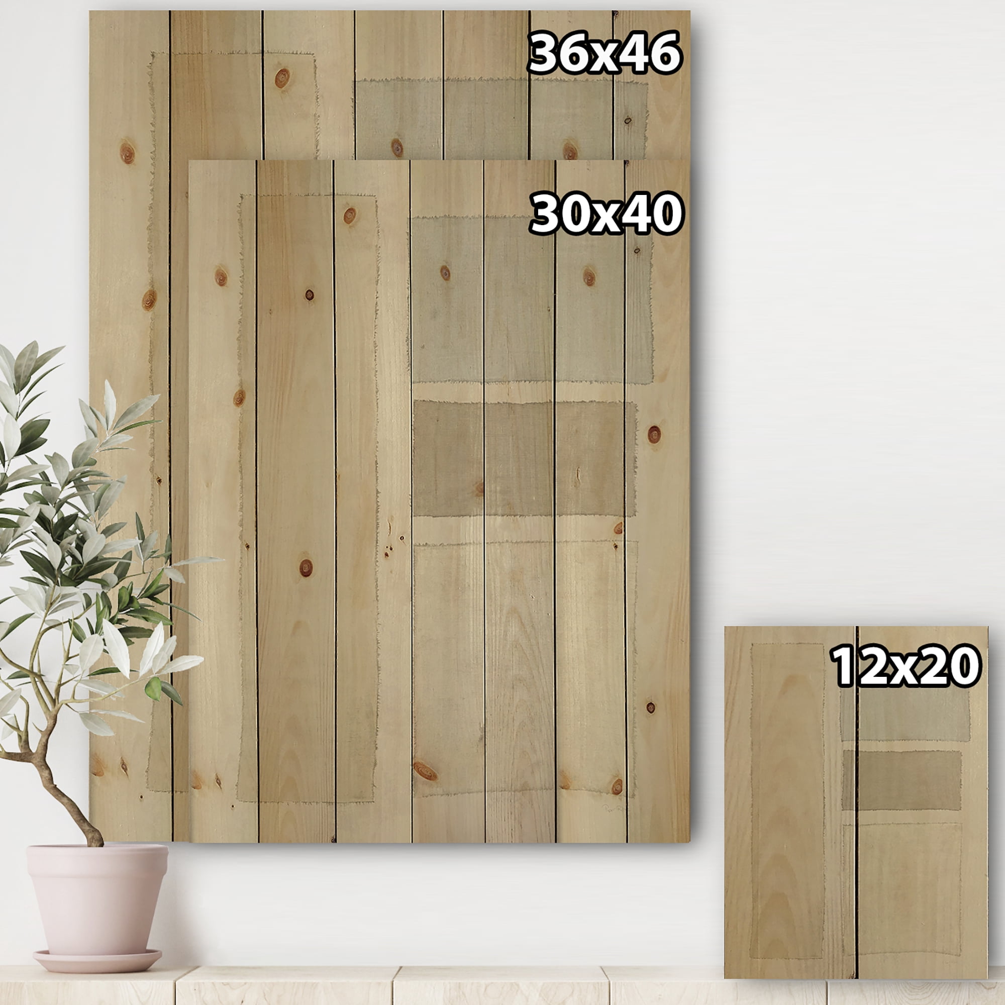 Designart 'Painted Weaving III FB' Modern & Contemporary Print on Natural Pine Wood