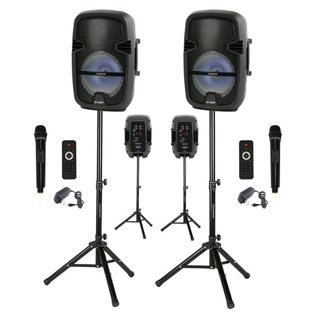 Pair of BT-08SPS Boytone 8” Portable Bluetooth PA Speaker, Rechargeable