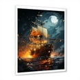 thumbnail image 2 of Designart "Pirate Ship Golden Galleon II" Coastal Framed Wall Art - Coastal Yellow Coastal Boat Bedroom Framed Canvas Wall Art, 2 of 6