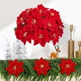 thumbnail image 6 of Lyacmy 17inch Artificial Poinsettia with Golden Stamen, 4pcs Red Velvet Poinsettia Flower Christmas Bouquet Decorations Home Decor, 6 of 9