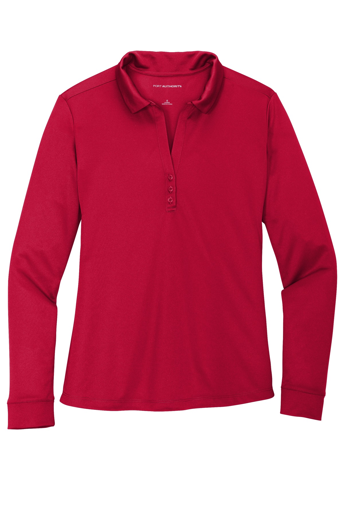 Port Authority Adult Female Women Y-neck Plain Long Sleeves Polo Red Medium - image 3 of 4
